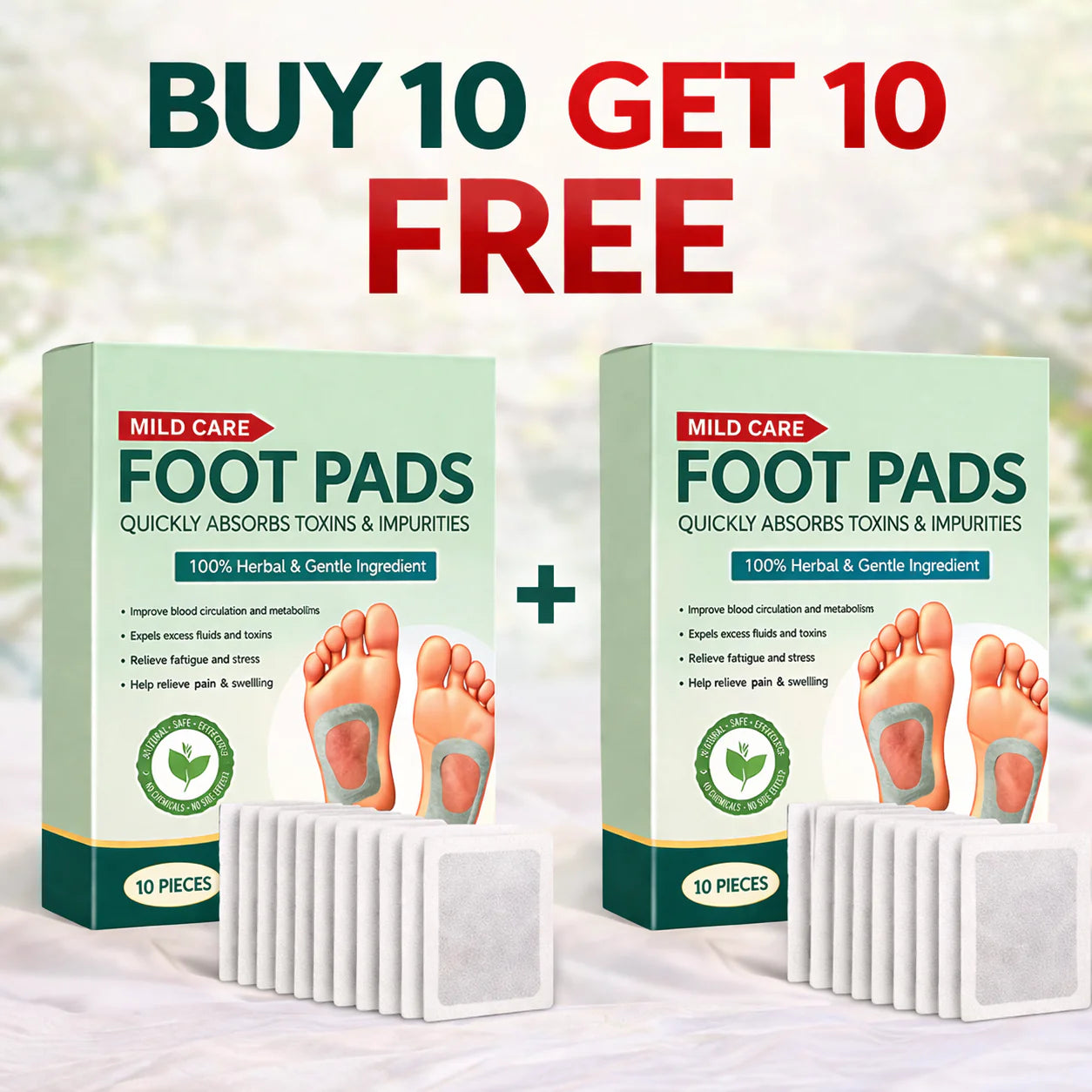 🌿 Premium Detox Foot Pads (Pack of 10) – Buy 1 Get 1 Free